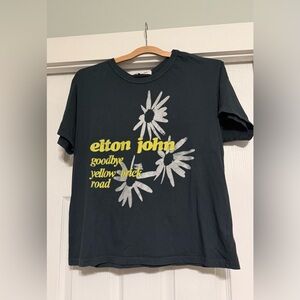 Daydreamer Elton John Graphic Tee in Charcoal with Yellow Print